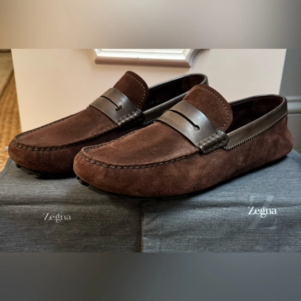 Zegna Suede Driving Loafers - Picture 2 of 8